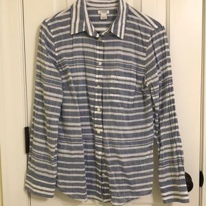 J. CREW Long sleeve blue & white striped shirt